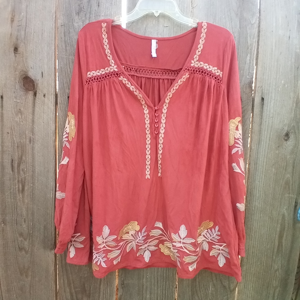 Monoreno Embroidery Long Sleeve S Petite  Blouse